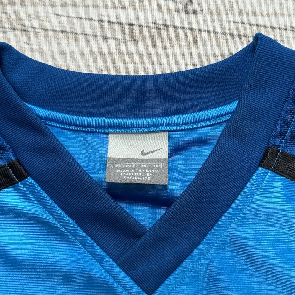 Y2K Nike Basketball Jersey Men's XL Blue Swoosh Gym Sleeveless V-Neck Silver Tag - Picture 6 of 9